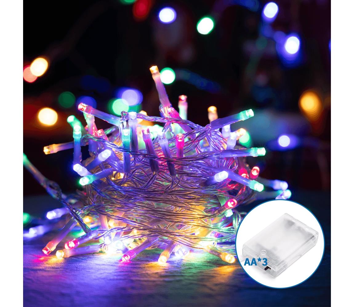 B.V.  - LED reťaz 100xLED/3xAA 10,3m viacfarebná B10303KS0