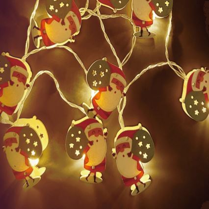 Aigostar - LED reťaz 10xLED/3xAA 1,5m teplá biela Santa Claus