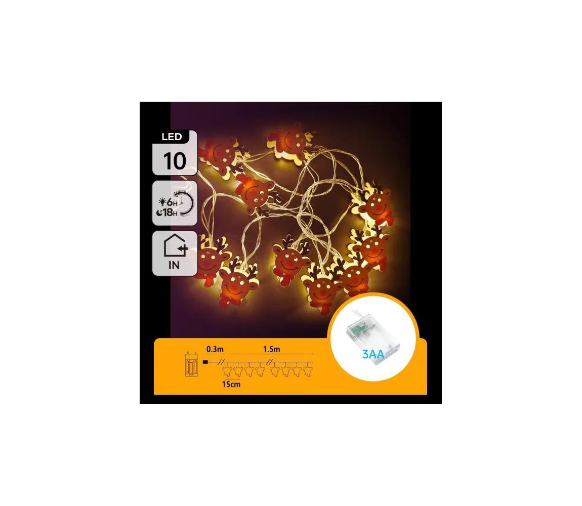 B.V.  - LED  reťaz 10xLED/3xAA 1,5m teplá biela sob B10303Q6O