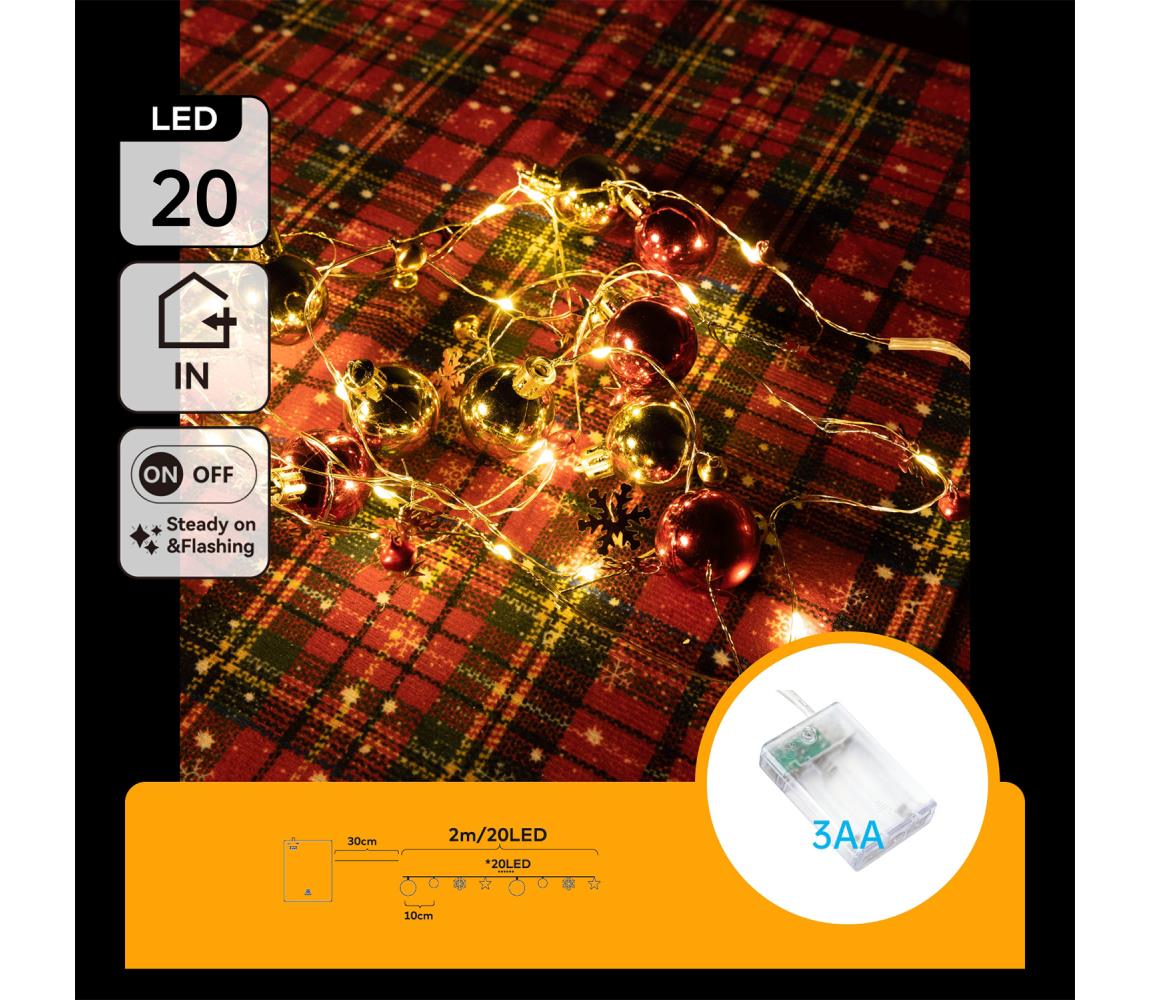 B.V. - LED reťaz 20xLED/3xAA 2m teplá biela B103033XK
