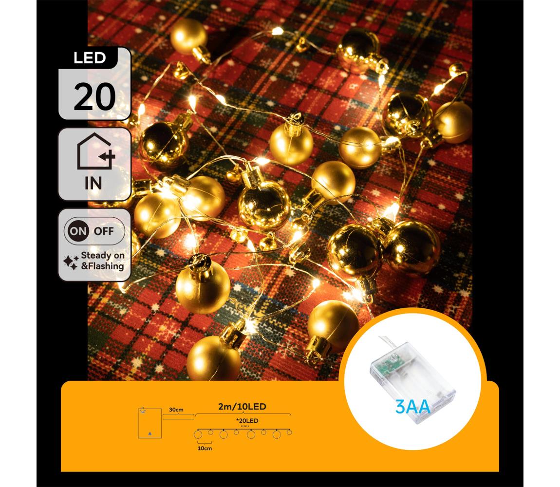 B.V. - LED reťaz 20xLED/3xAA 2m teplá biela B103033XM