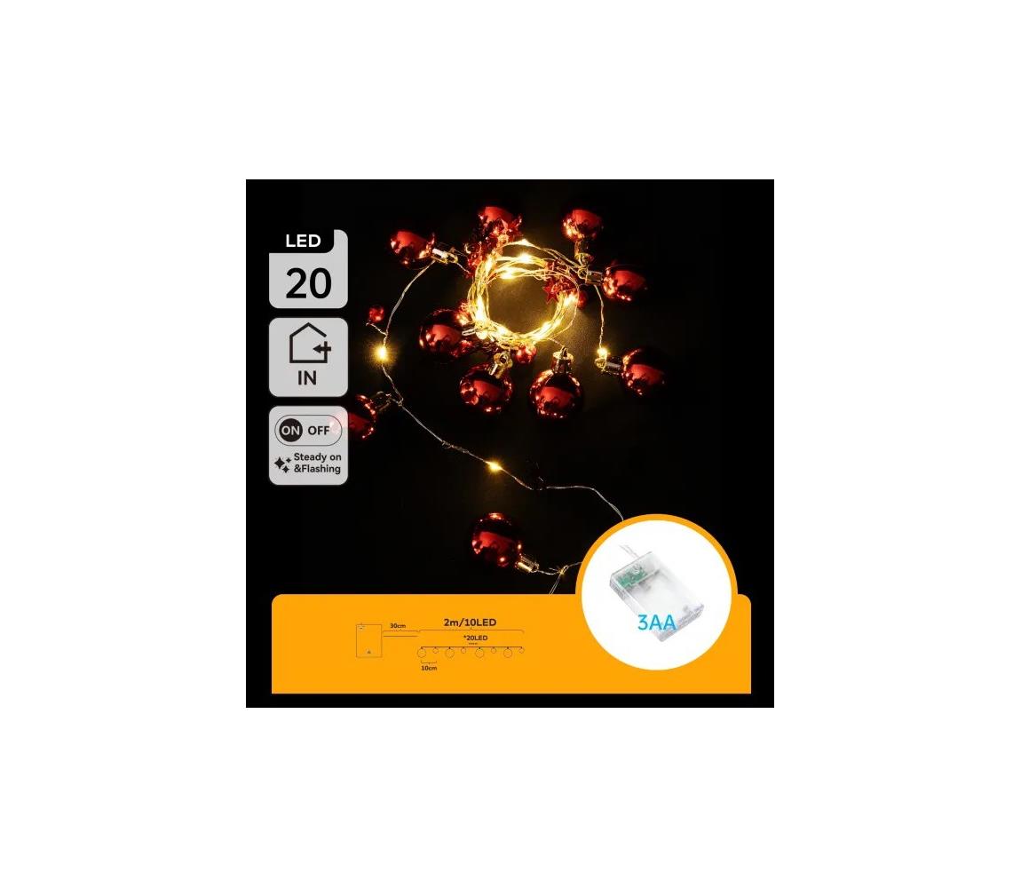 B.V. - LED reťaz 20xLED/3xAA 2m teplá biela B103033XN