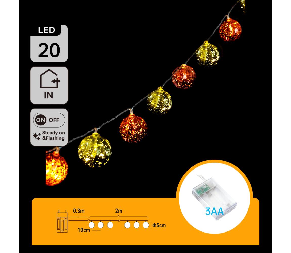 B.V. - LED reťaz 20xLED/3xAA 2m teplá biela B103033XR