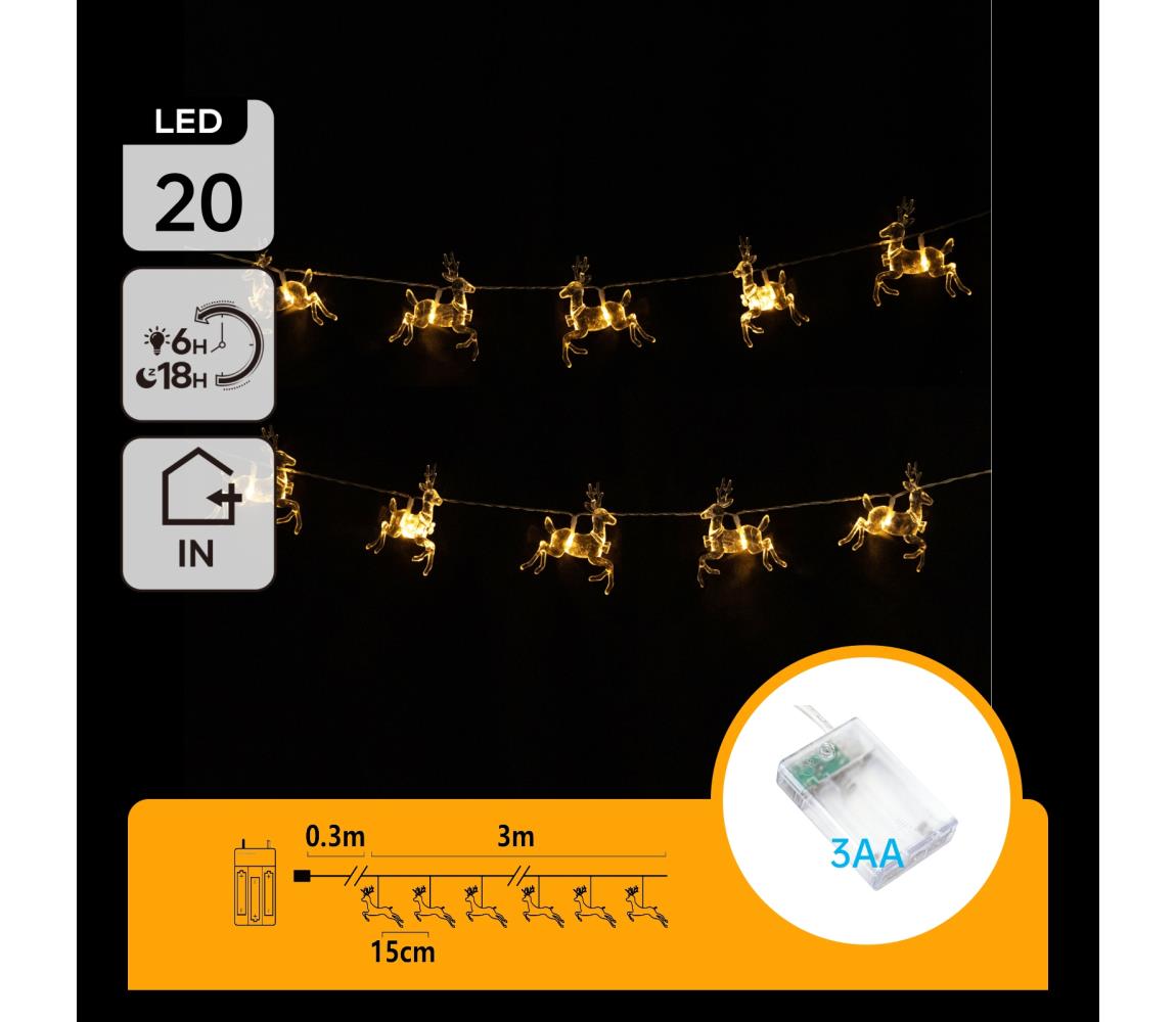 B.V. - LED reťaz 20× LED, napájanie 3× AA, dĺžka 3,3 m, so sobmi B10303Q77