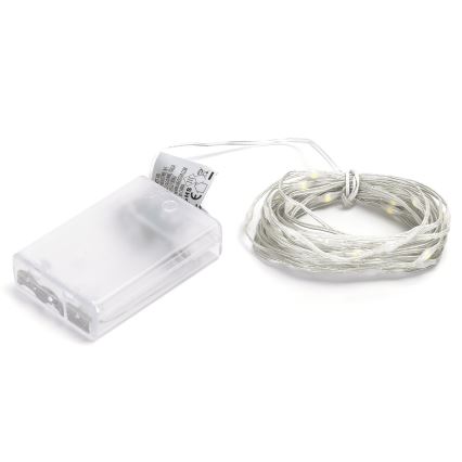 Aigostar - LED  reťaz 50xLED/3xAA 5,3m studená biela