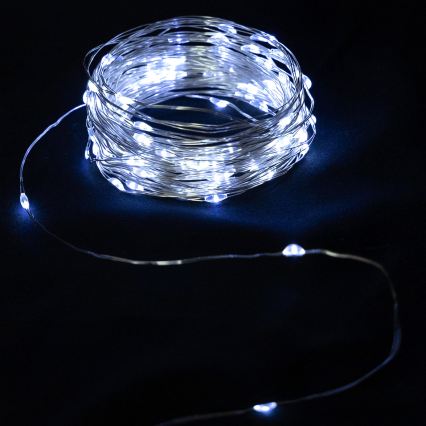 Aigostar - LED vonkajší svetelný reťazec 50xLED/3xAA IP44 5,3 m studená biela