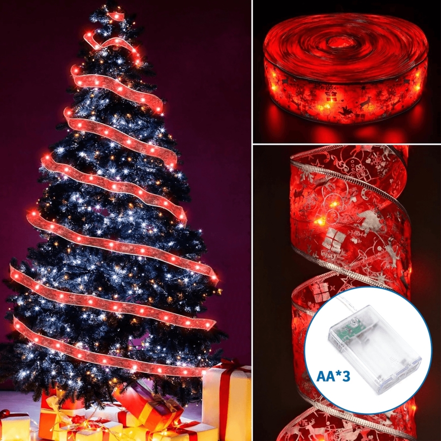 Aigostar - LED reťaz 50xLED/3xAA 5m teplá biela červená