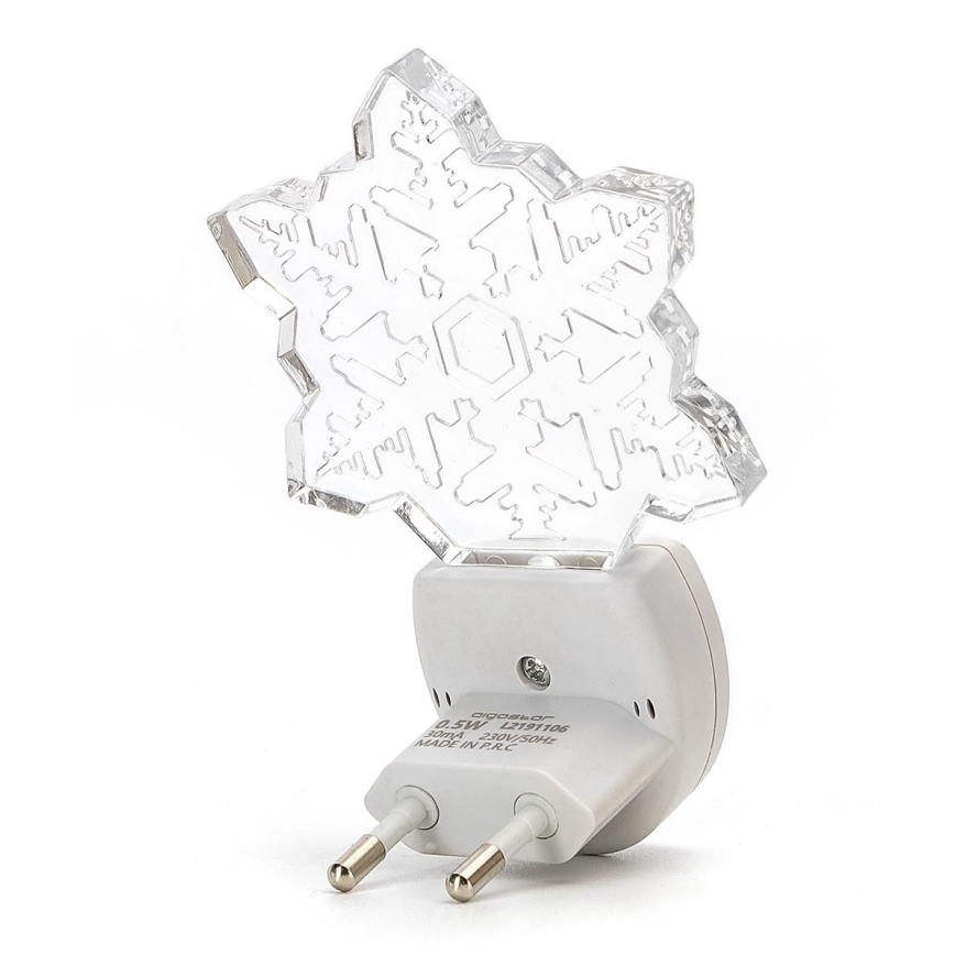 Aigostar - LED RGB Nočné svetlo so senzorom súmraku LED/0,5W/230V vločka