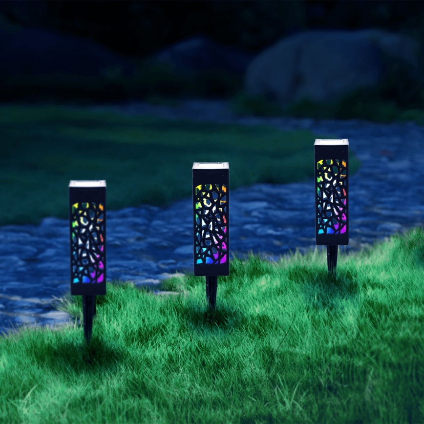 Aigostar - LED RGB Solárna lampa LED/0,006W/1,2V 28,5cm čierna  IP44 100 mAh