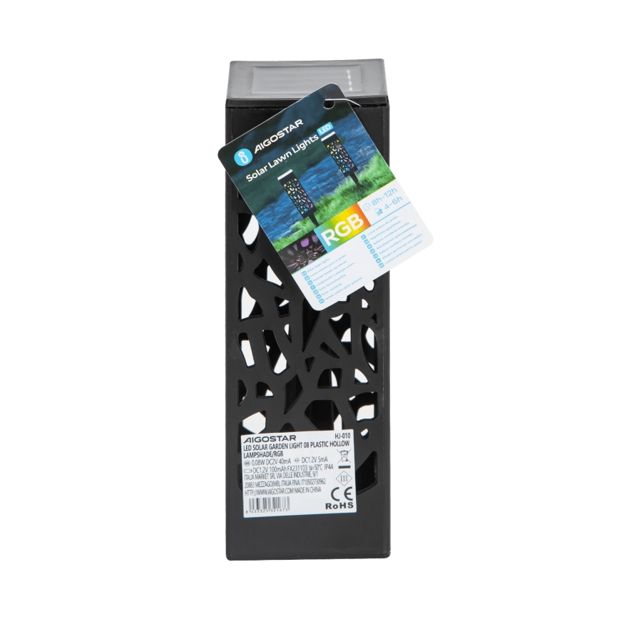Aigostar - LED RGB Solárna lampa LED/0,006W/1,2V 28,5cm čierna  IP44 100 mAh