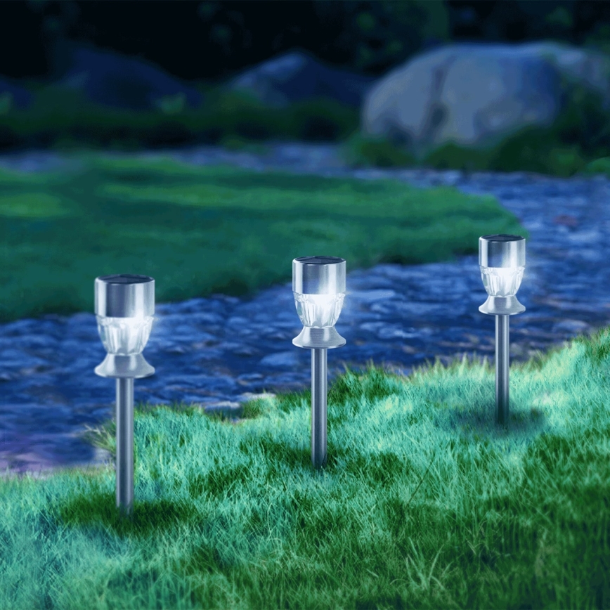 Aigostar - LED RGB Solárna lampa LED/0,006W/1,2V 35,5 cm 100 mAh matný chróm IP44