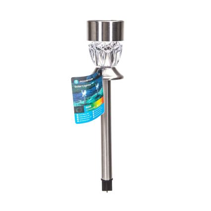 Aigostar - LED RGB Solárna lampa LED/0,006W/1,2V 35,5 cm 100 mAh matný chróm IP44