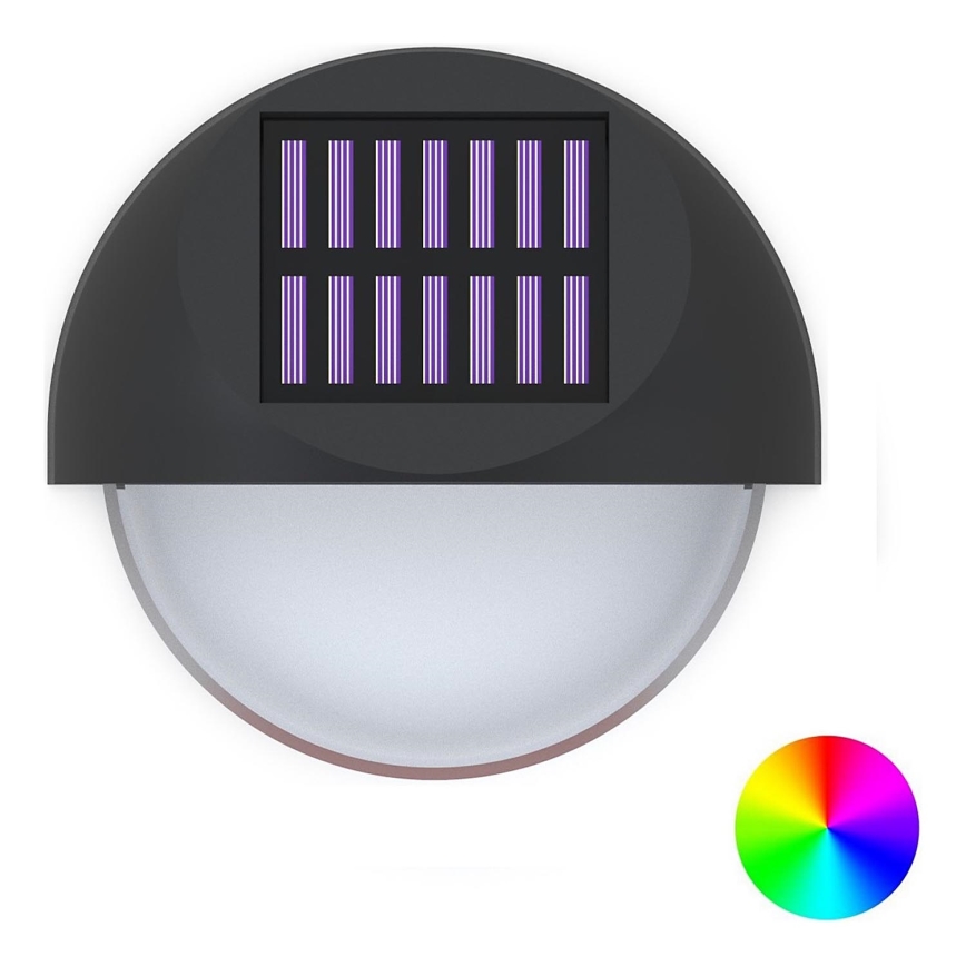 Aigostar - LED RGB Solárne nástenné svietidlo LED/1W/1,2V čierna IP44