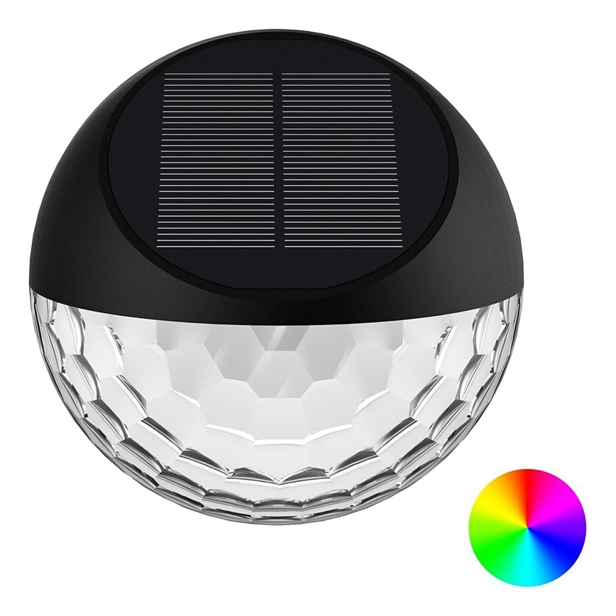 Aigostar - LED RGB Solárne nástenné svietidlo LED/2W/1,2V 300 mAh čierna IP44