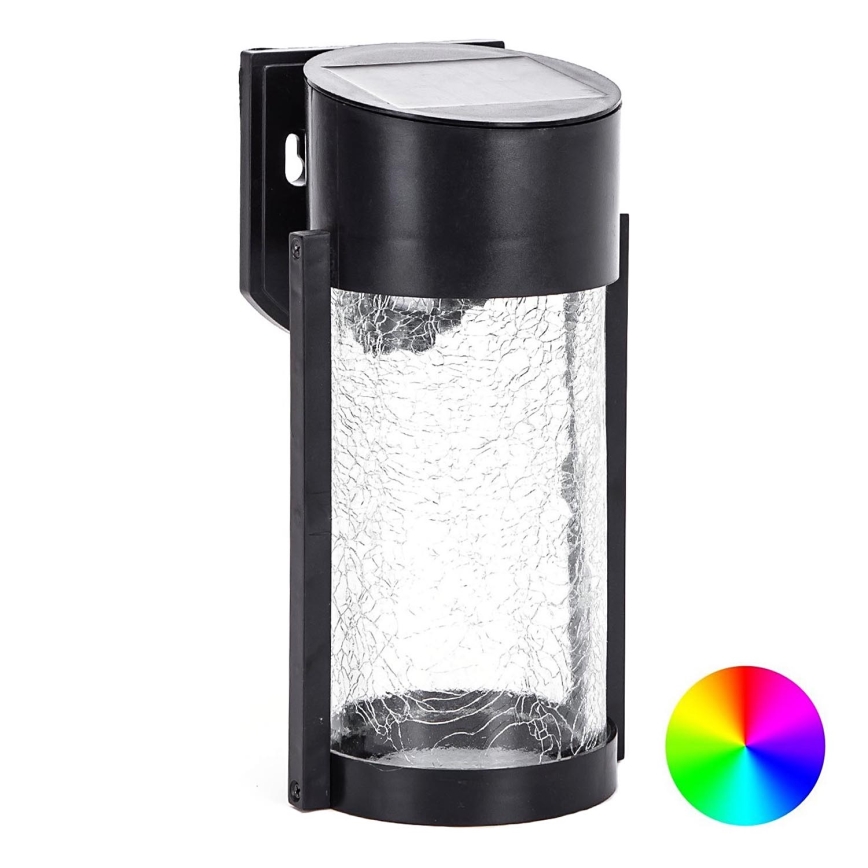 Aigostar - LED RGB Solárne nástenné svietidlo LED/2W/1,2V čierna IP44