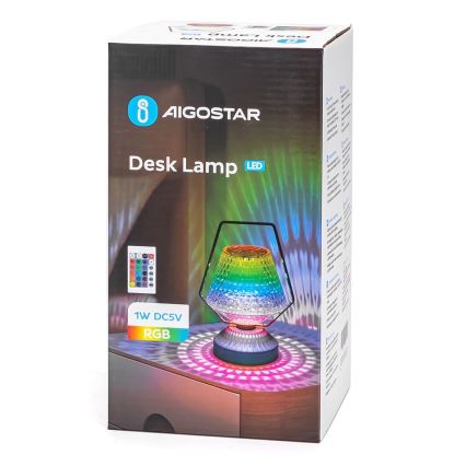 Aigostar - LED RGB Stmievateľná nabíjacia stolná lampa LED/1W/5V 1800mAh 20 cm + diaľkové ovládanie