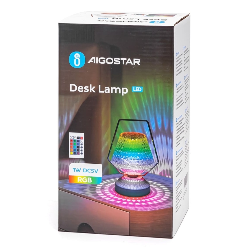 Aigostar - LED RGB Stmievateľná nabíjacia stolná lampa LED/1W/5V 1800mAh 20 cm + diaľkové ovládanie