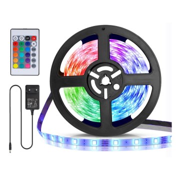 Aigostar - LED RGB Stmievateľný pás 5m LED/24W/12/230V IP65 + diaľkové ovládanie