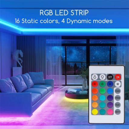 Aigostar - LED RGB Stmievateľný pásik 5m LED/24W/12/230V IP65 + DO