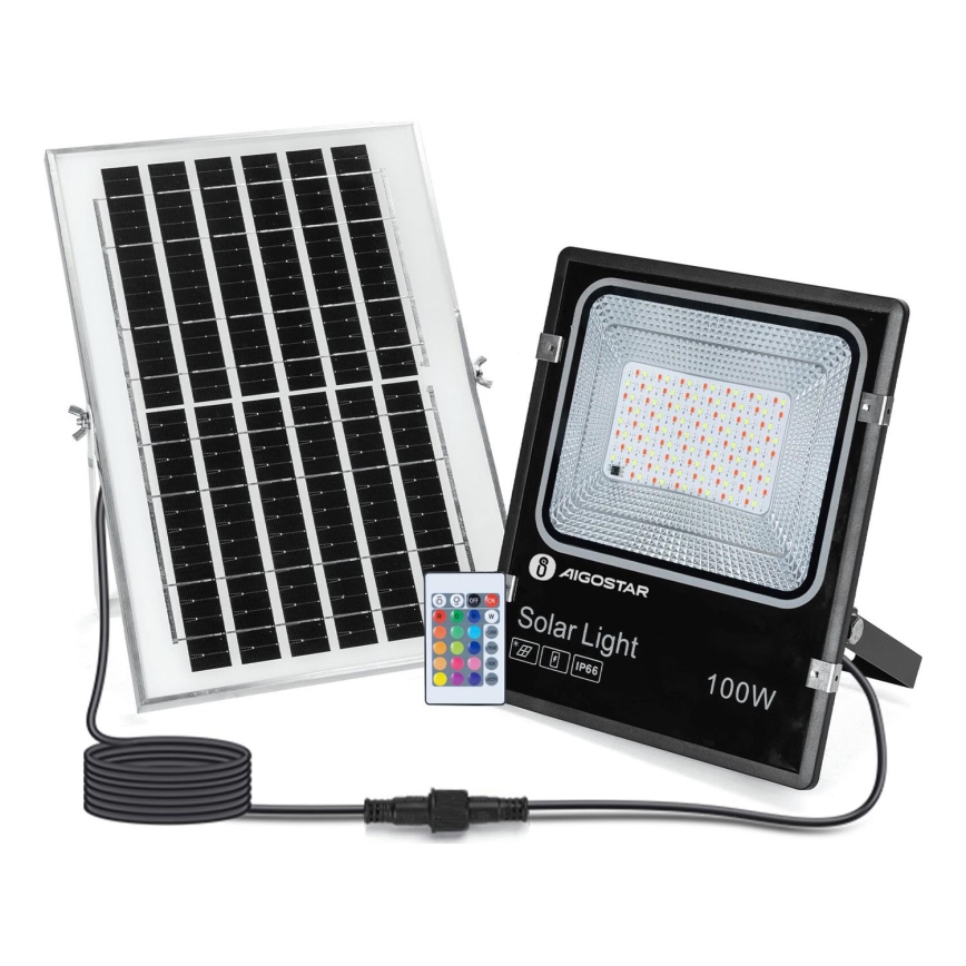 Aigostar - LED RGB Stmievateľný solárny reflektor LED/100W/3,2V IP66 + diaľkové ovládanie