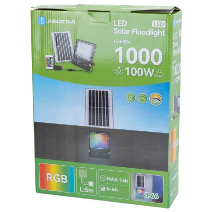 Aigostar - LED RGB Stmievateľný solárny reflektor LED/100W/3,2V IP66 + diaľkové ovládanie