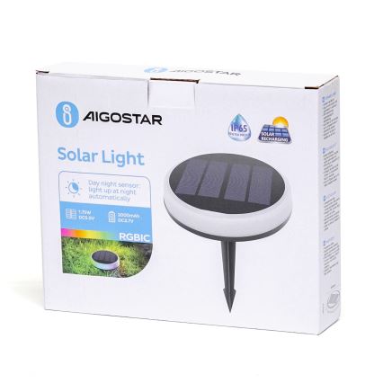Aigostar - LED RGBIC Solárne svietidlo LED/0,6W/3,7V IP65 2000 mAh
