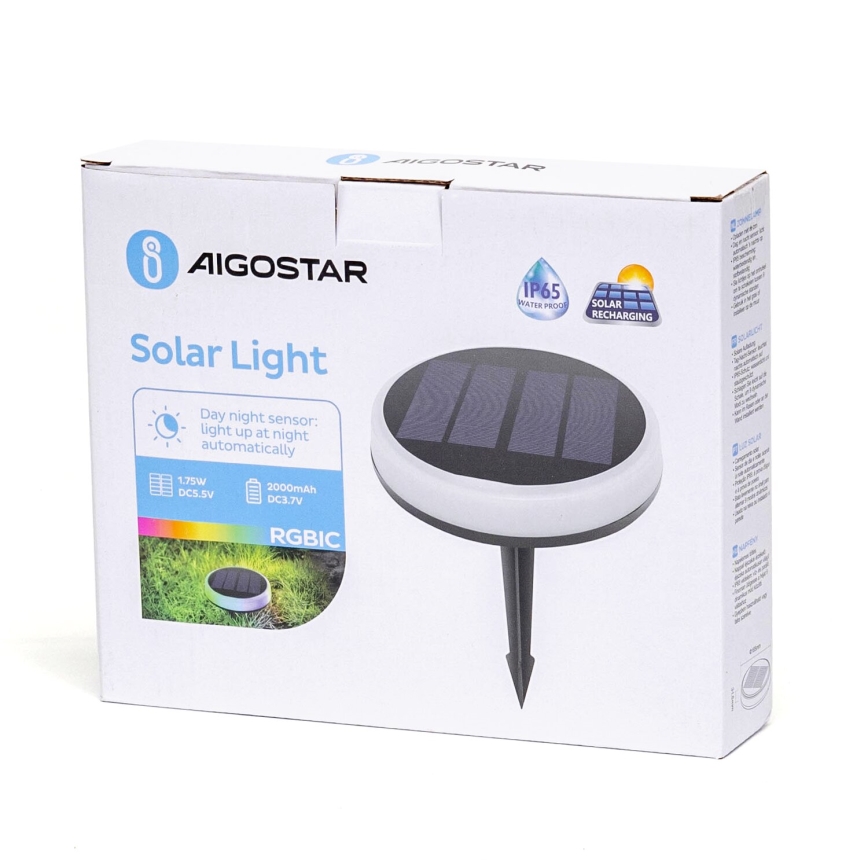 Aigostar - LED RGBIC Solárne svietidlo LED/0,6W/3,7V IP65 2000 mAh