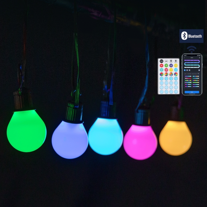 Aigostar - LED RGBICW Inteligentná vonkajšia svetelná reťaz MESH 25xLED 5 m IP44 + diaľkové ovládanie