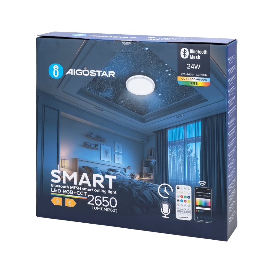 Aigostar - LED RGBW Stmievateľné kúpeľňové stropné svietidlo MESH Smart LED/24W/230V 3000-6500K IP44 + diaľkové ovládanie