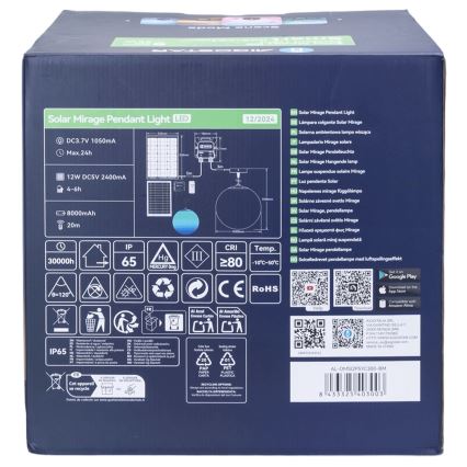 Aigostar - LED RGBW Stmievateľný solárny luster MESH LED/5W/3,7V 8000 mAh 2700K-6500K IP65 pr. 30 cm