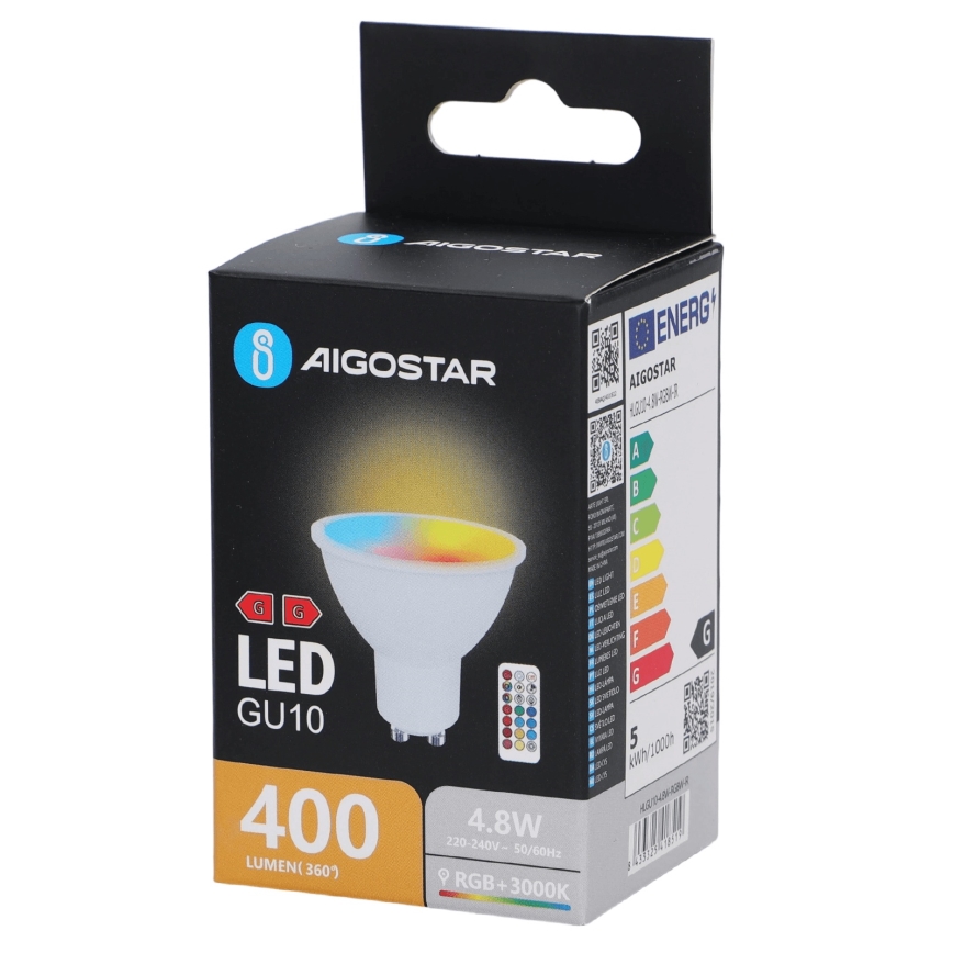 Aigostar - LED RGBW Stmievateľná žiarovka GU10/4,8W/230V 3000K + diaľkové ovládanie