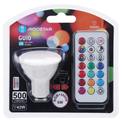 Aigostar - LED RGBW stmievateľná žiarovka GU10/6W/230V 3000K + diaľkové ovládanie