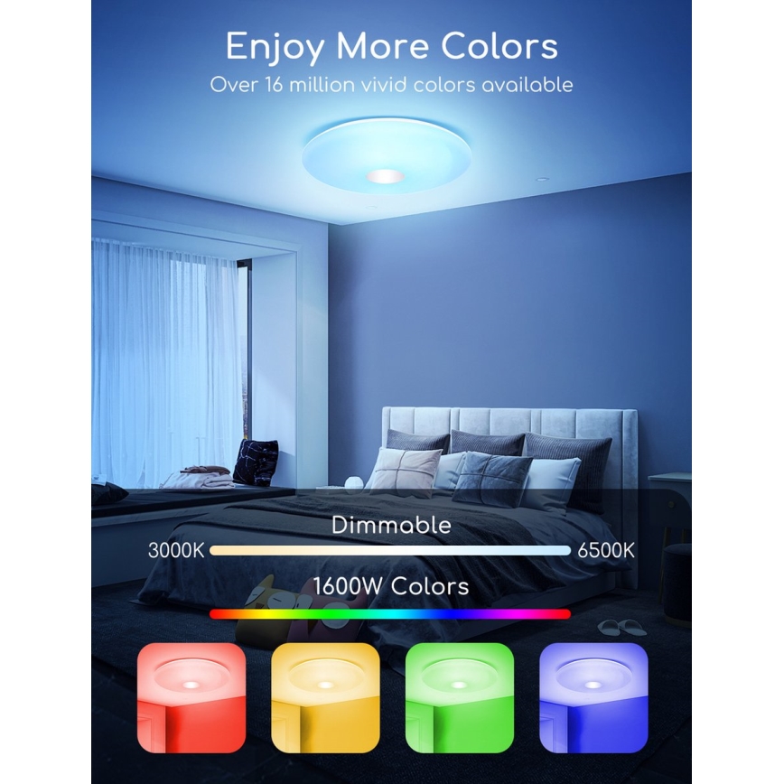 Aigostar - LED RGBW Stmievateľné stropné svietidlo 18W/230V pr. 34 cm Wi-Fi