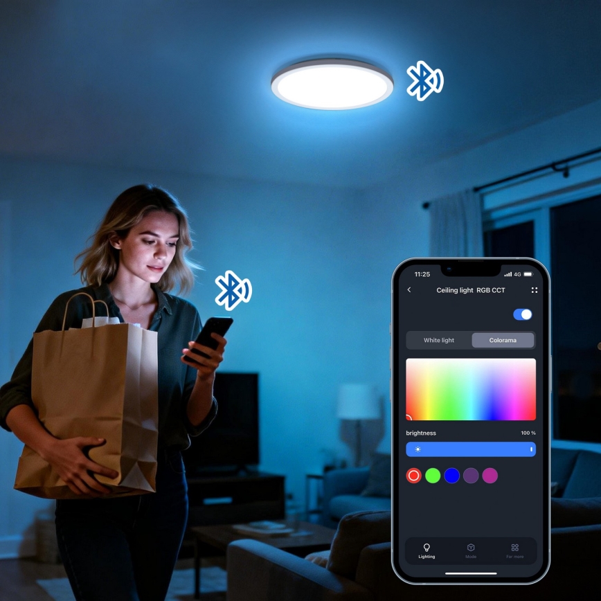 Aigostar - LED RGBW stmievateľné stropné svietidlo MESH LED/24W/230V 3000-6500K čierne + diaľkové ovládanie