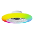 Aigostar - LED RGBW stmievateľné stropné svietidlo s ventilátorom LED/40W/230V 2700-6500K pr. 48,5 cm biela + diaľkové ovládanie