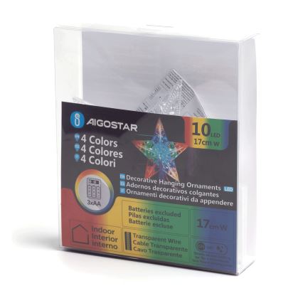 Aigostar - LED RGBY Vianočná dekorácia 10xLED/3xAA hviezda