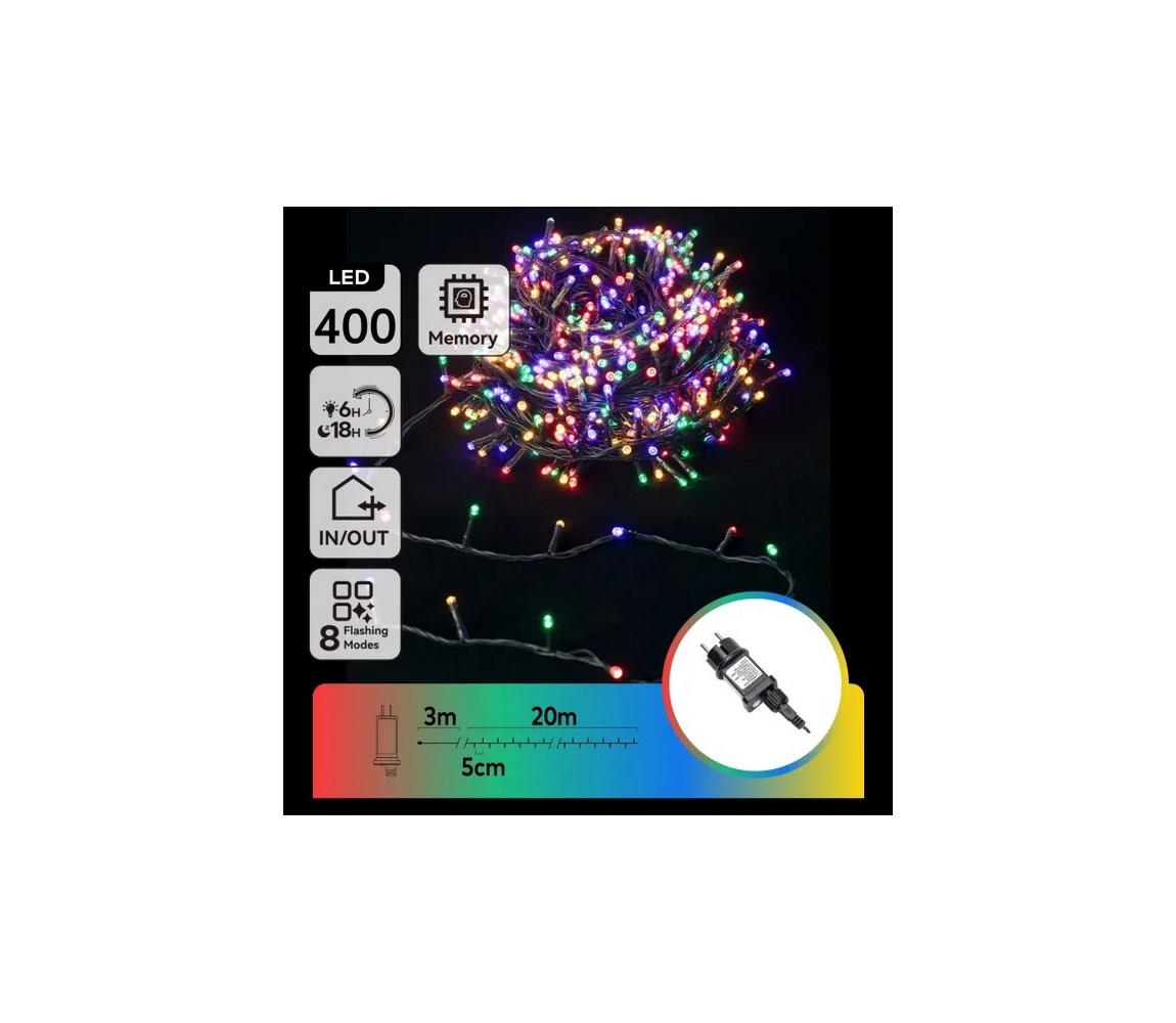 B.V. - LED RGBY Vonkajší reťaz 400xLED/6W/230V/8 funkcií 20m IP44 B103031PA