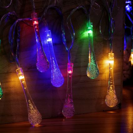 Aigostar - LED vonkajšia vianočná reťaz 25xLED/8 funkcií 3xAA 2,5m IP44 viacfarebné kvapky