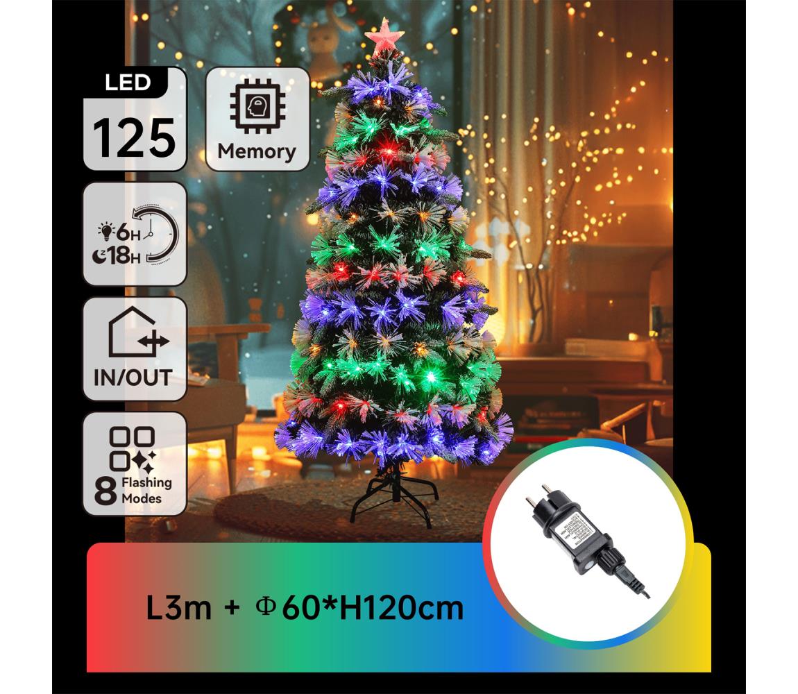 B.V.  - LED RGBY Vonkajší vianočný stromček 125xLED/6W/230V/8 funkcií 120cm IP44 B10303Y2Y
