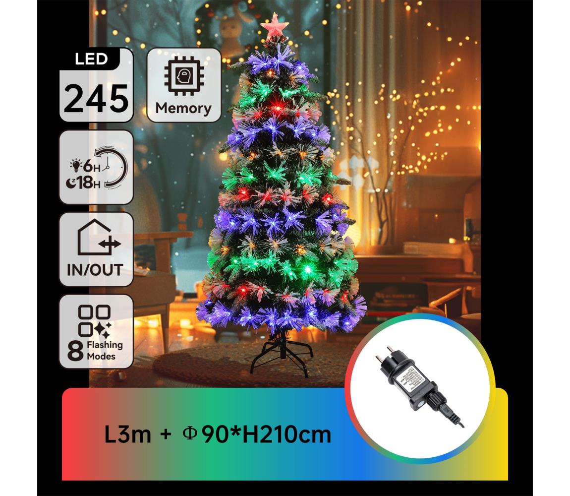 B.V.  - LED RGBY vonkajší vianočný stromček 245xLED/6W/230V/8 funkcií  210cm IP44 B10303Y32