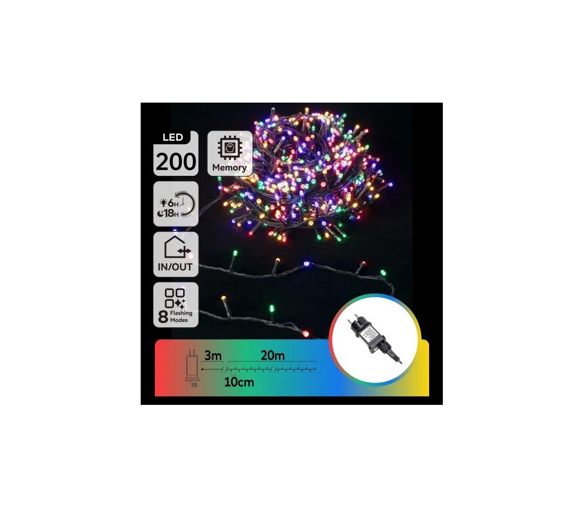 B.V. - LED RGBY Vonkajší vianočný svetelný reťazec 200xLED/3,6W/230V 20m IP44 B10303ABNI