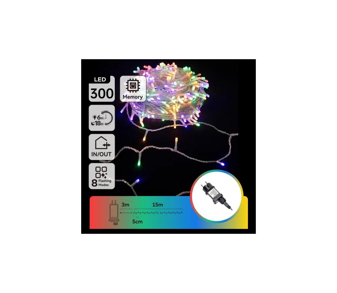 B.V. - LED RGBY vonkajšia vianočná svetelná reťaz 300xLED/6W/230V 15m IP44 B10303ABLR