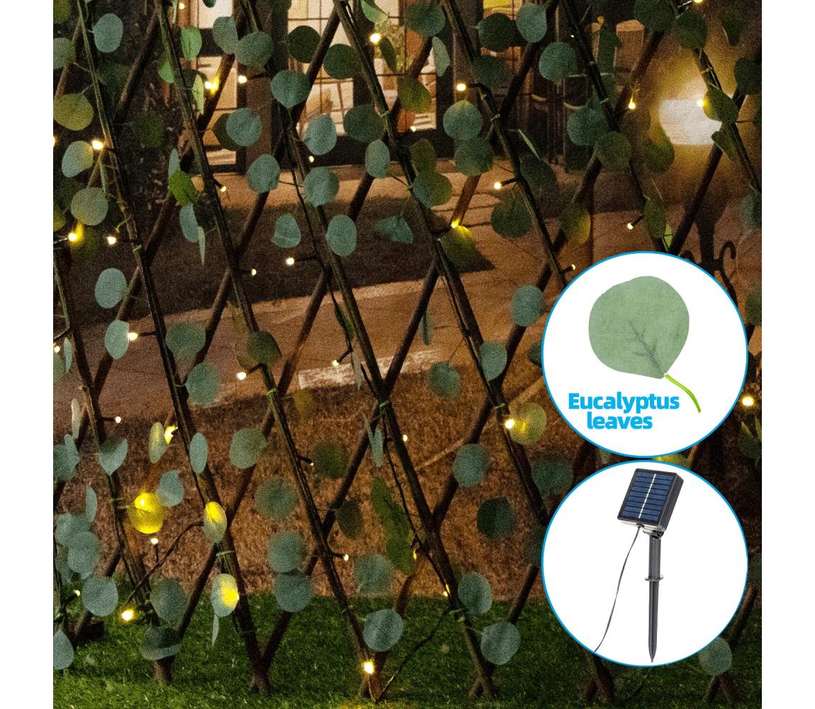 B.V. - LED solárna dekorácia 148xLED/2x1,2m IP65 teplá biela eukalyptus B1020137J