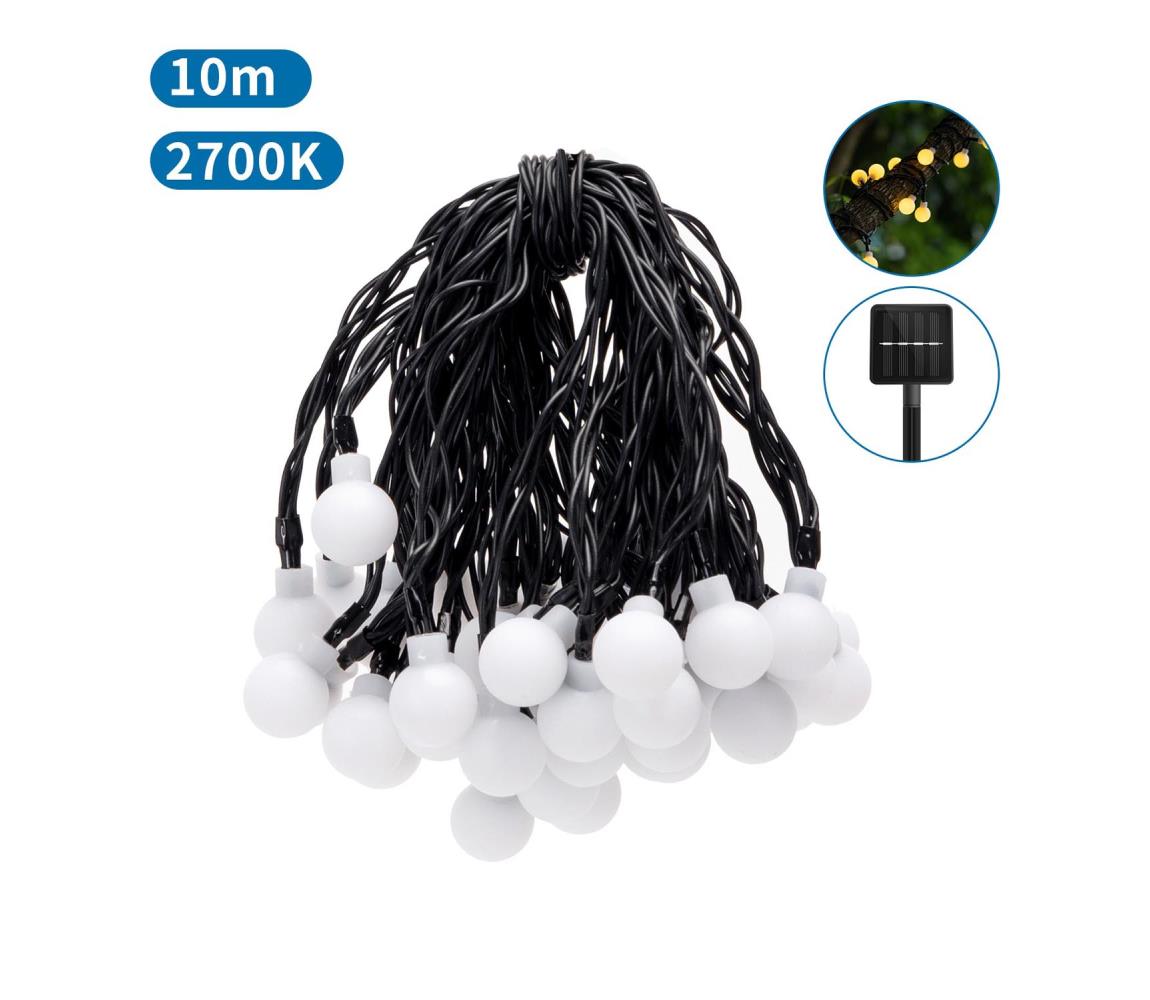 B.V. - LED Solárna dekoračná reťaz 50xLED/8 funkcií 12m IP65 teplá biela