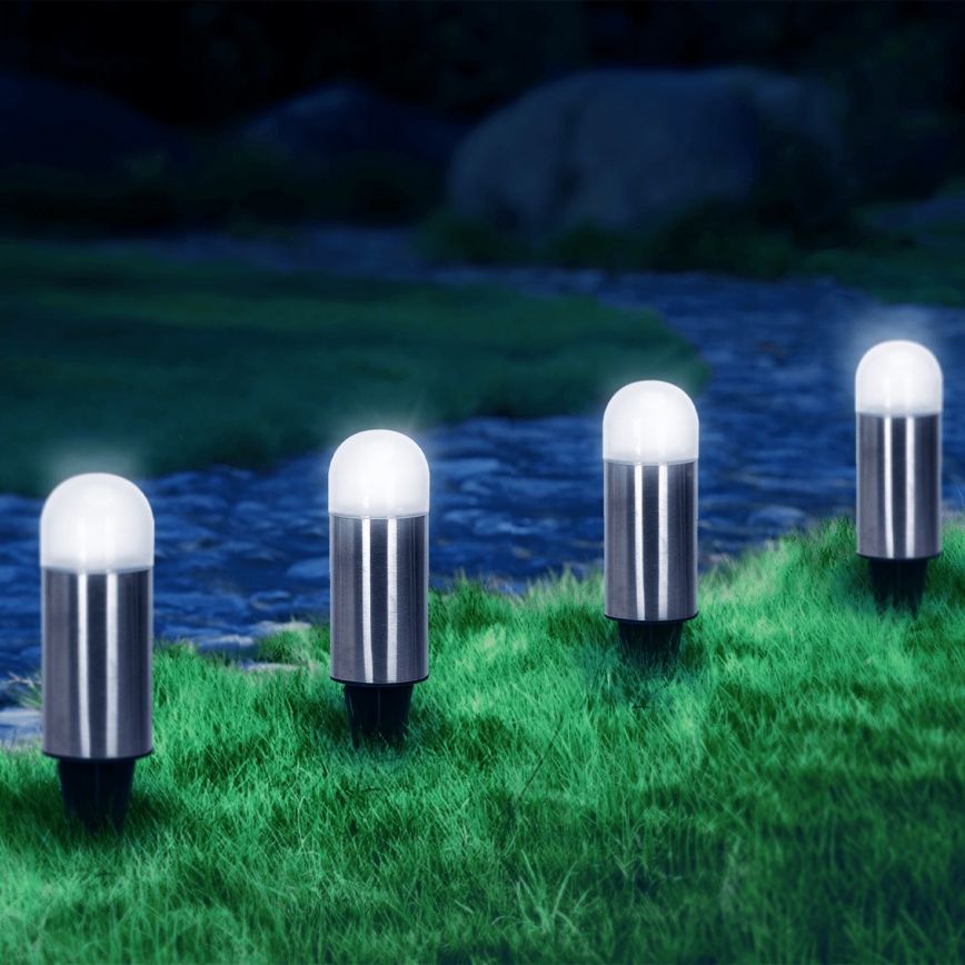 Aigostar - LED Solárna lampa LED/0,006W/1,2V 20cm matný chróm 40 mAh 6500K IP44