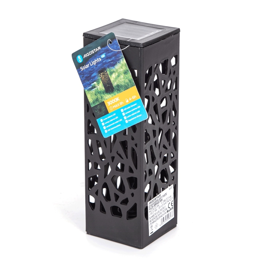 Aigostar - LED Solárna lampa LED/0,006W/1,2V 100 mAh 28,5 cm čierna 6500K IP44