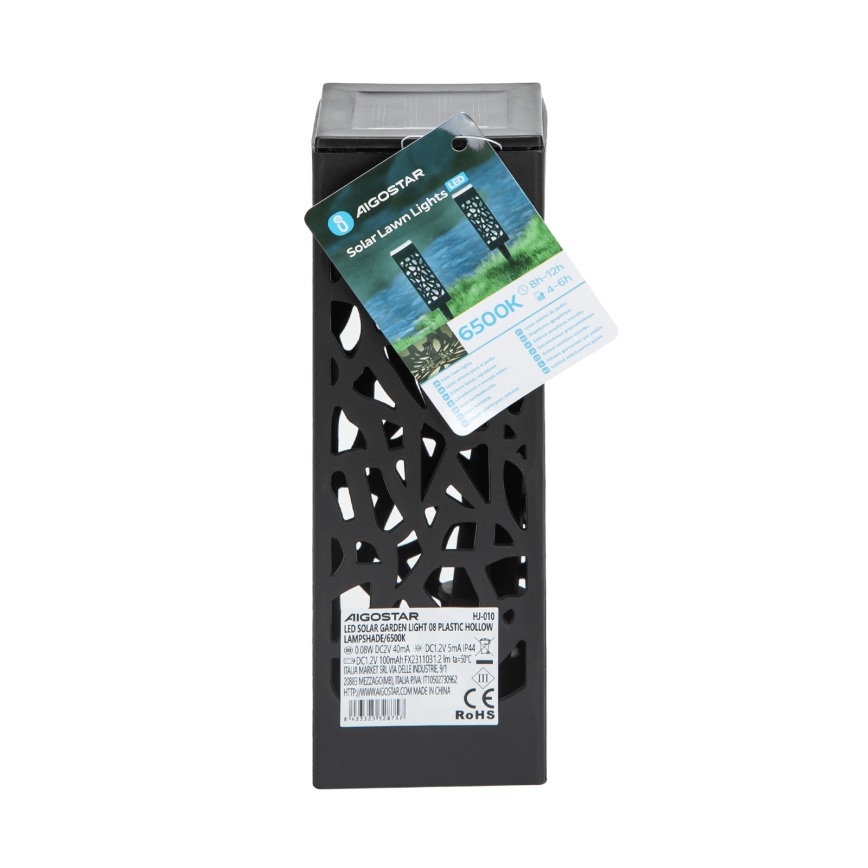 Aigostar - LED Solárna lampa LED/0,006W/1,2V 28,5cm čierna 100 mAh 6500K  IP44