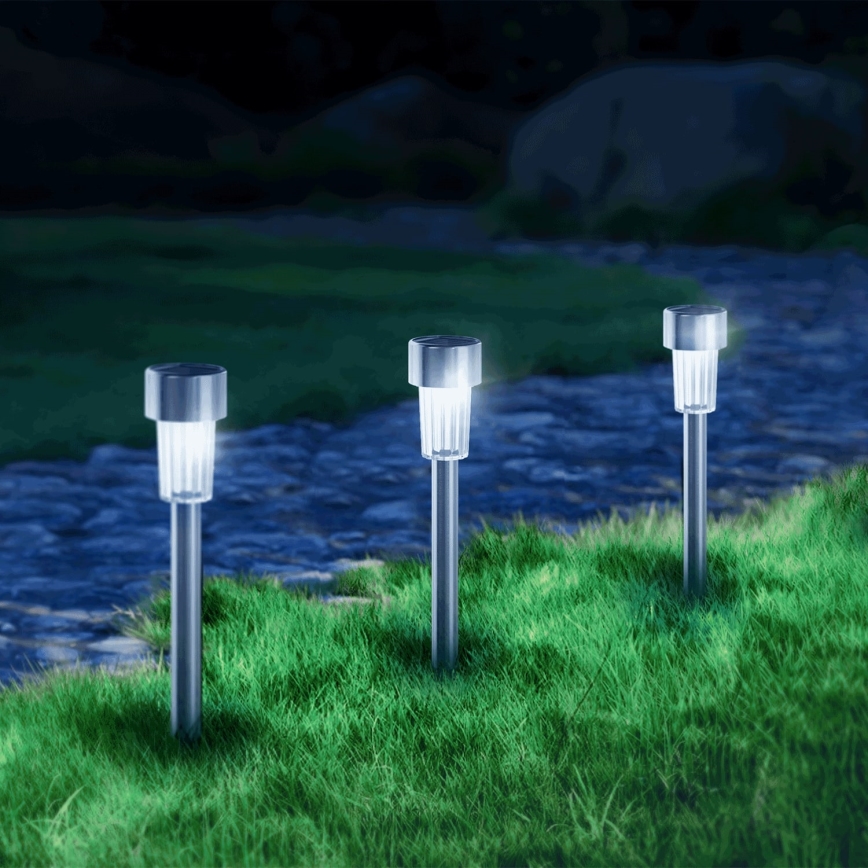 Aigostar - LED Solárna lampa LED/0,006W/1,2V 29,5 cm 40 mAh matný chróm 6500K IP44