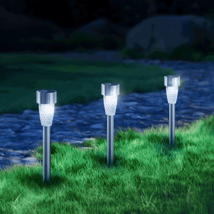 Aigostar - LED Solárna lampa LED/0,006W/1,2V 40 mAh 29,7 cm matný chróm 6500K IP44