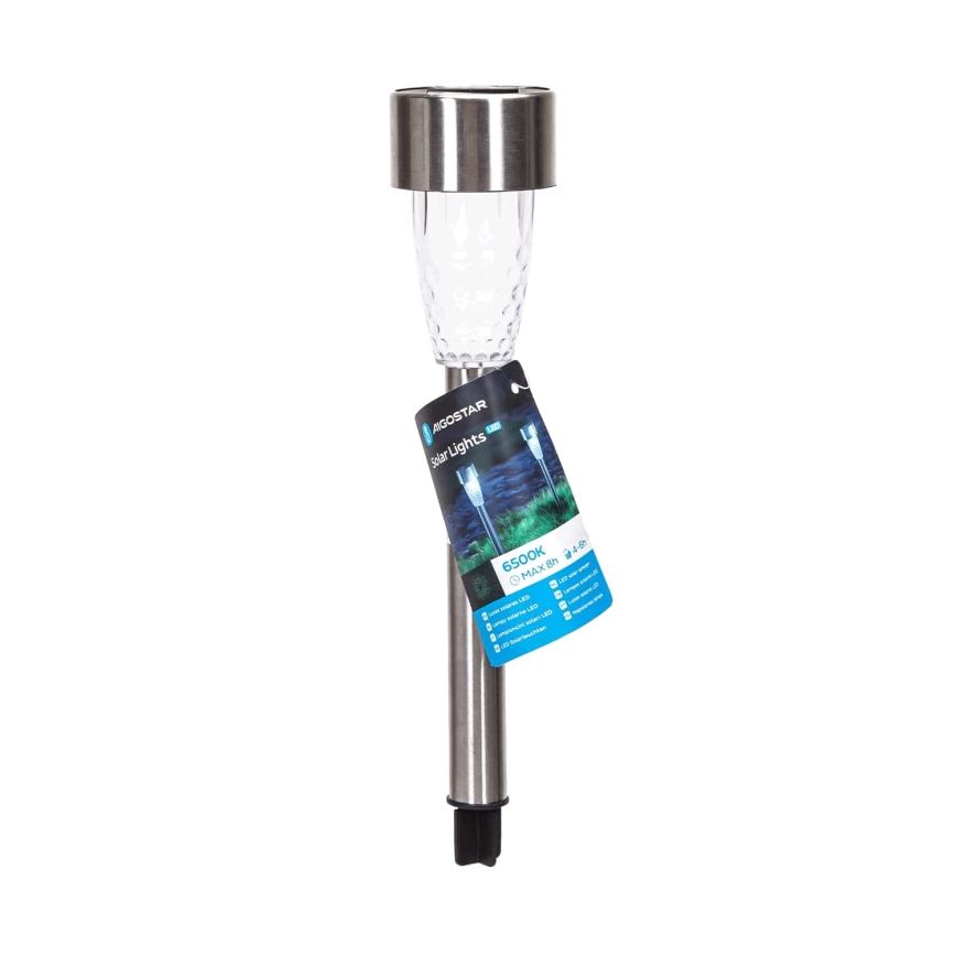 Aigostar - LED Solárna lampa LED/0,006W/1,2V 40 mAh 29,7 cm matný chróm 6500K IP44